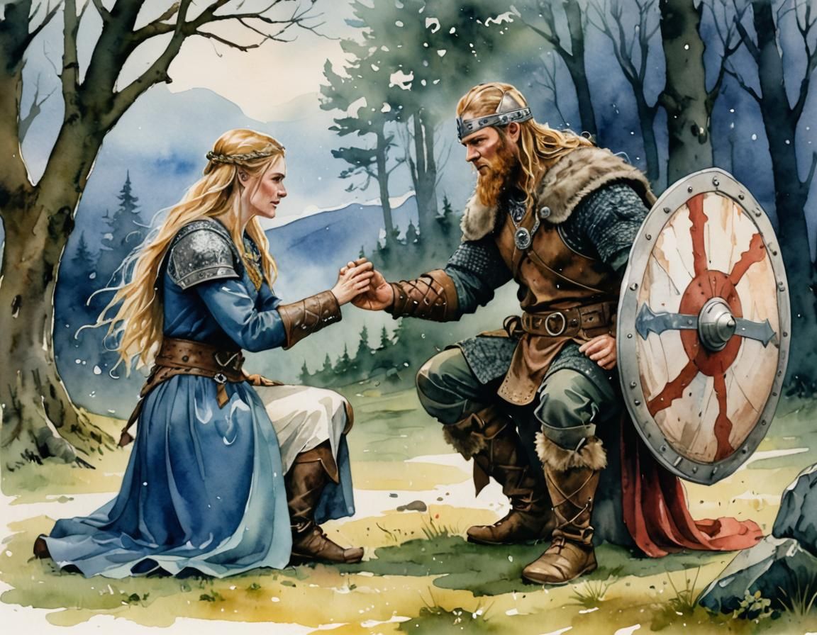 Viking Proposal: Watercolor Painting of Love