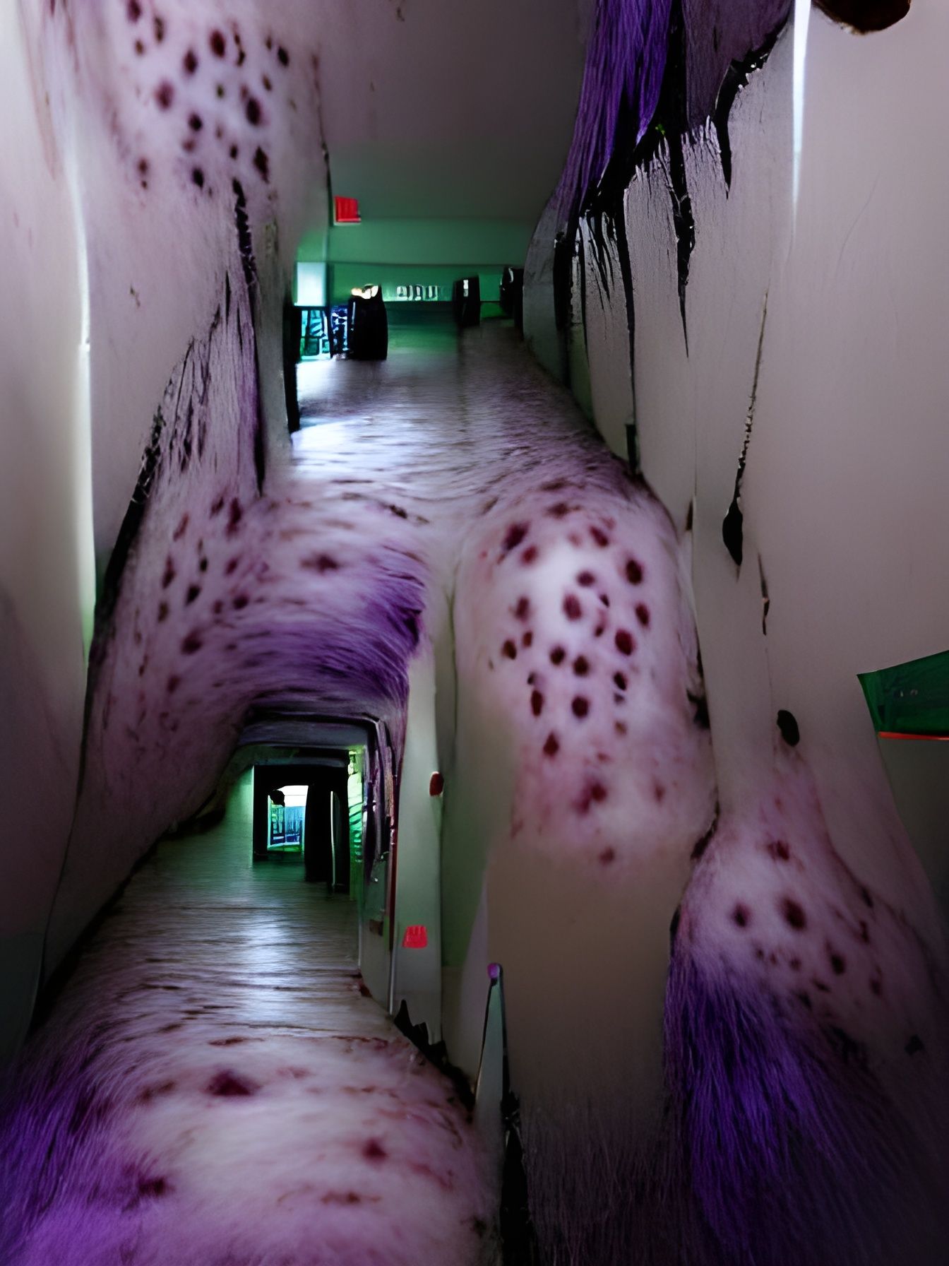 Creepy Hallway with Disturbing Hole Patterns