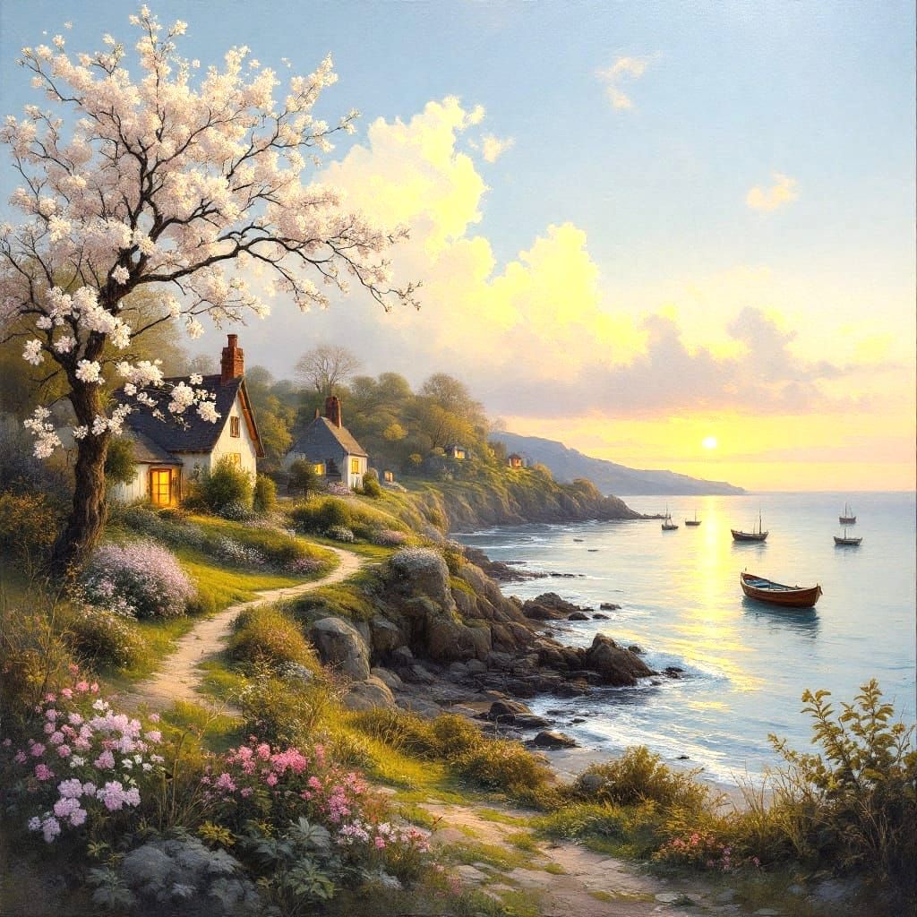 Coastal Spring Night Reverie in Vibrant Colors