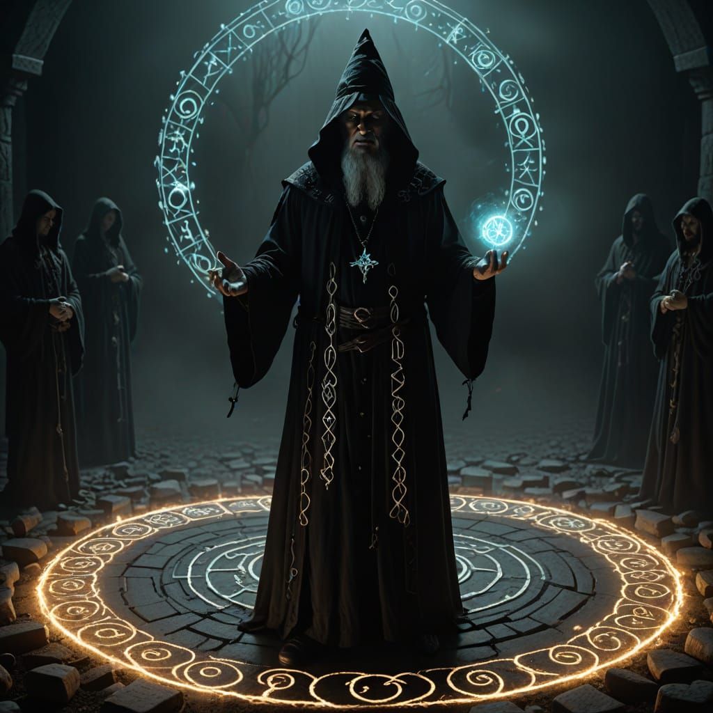 Gothic Wizard Confronts Ancient Spirits in Dark Fantasy