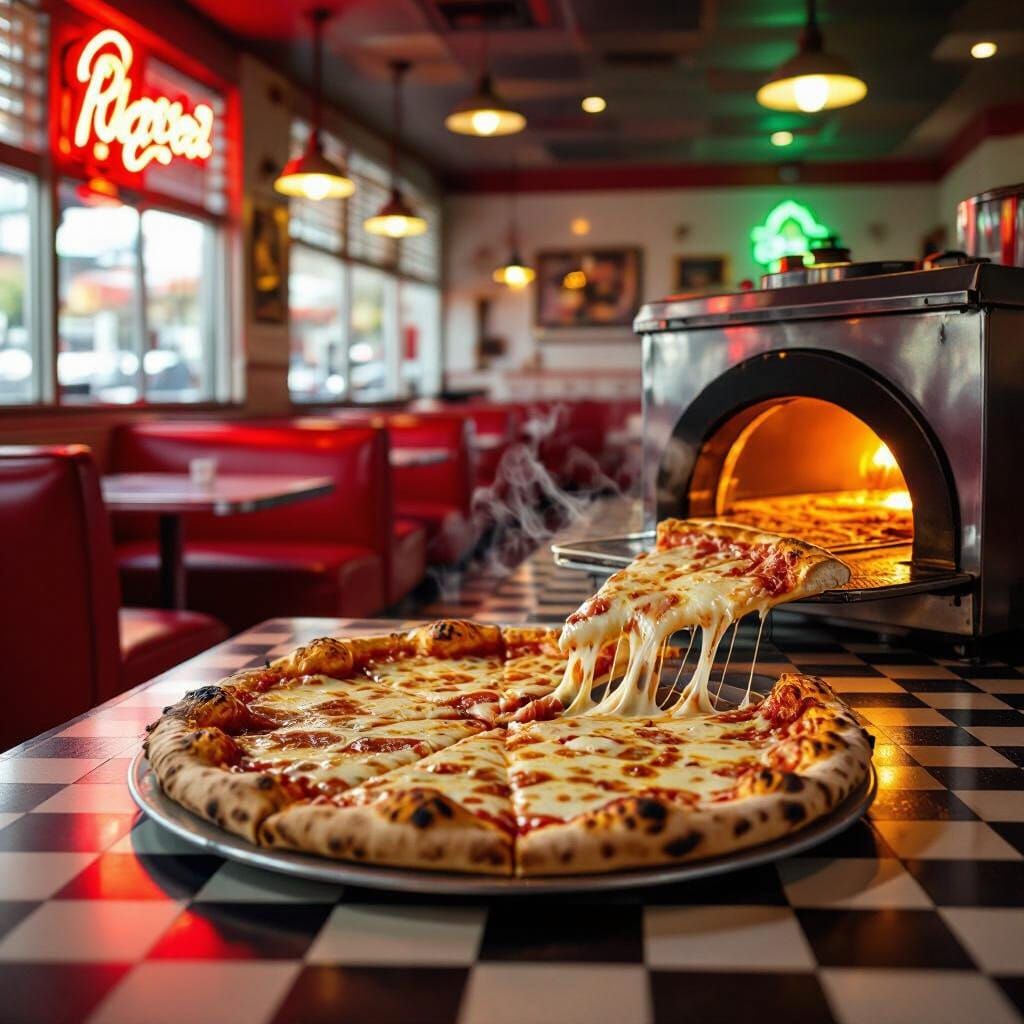 Nostalgic 1950s Pizza Parlor Scene