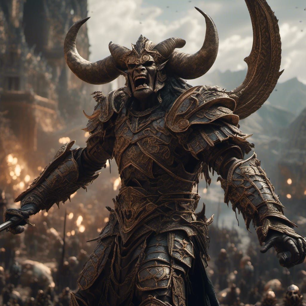 Armored Minotaur Roaring: Hyperreal Epic Close-Up