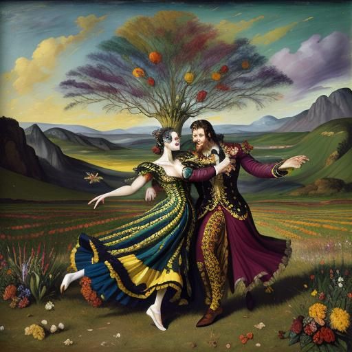 Extravagant Dance in a Colorful Landscape