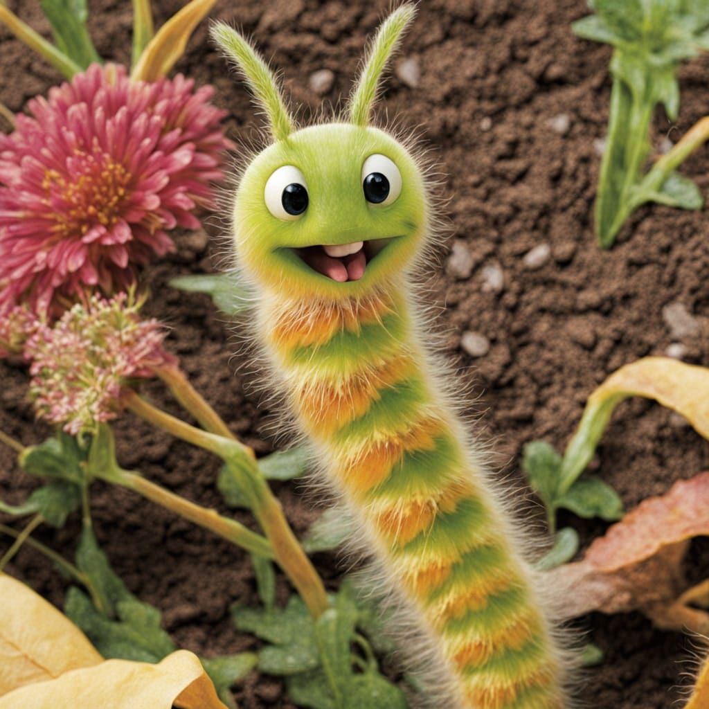 Excited Caterpillar Illustration