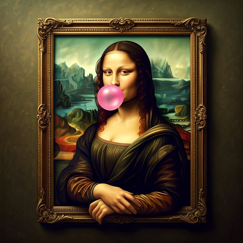 Renaissance Queen Blows a Bubble in a Modern Twist