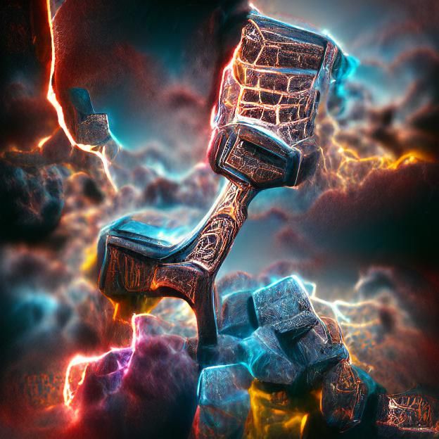 Mjolnir: Hyperrealistic Digital Illustration in 8k
