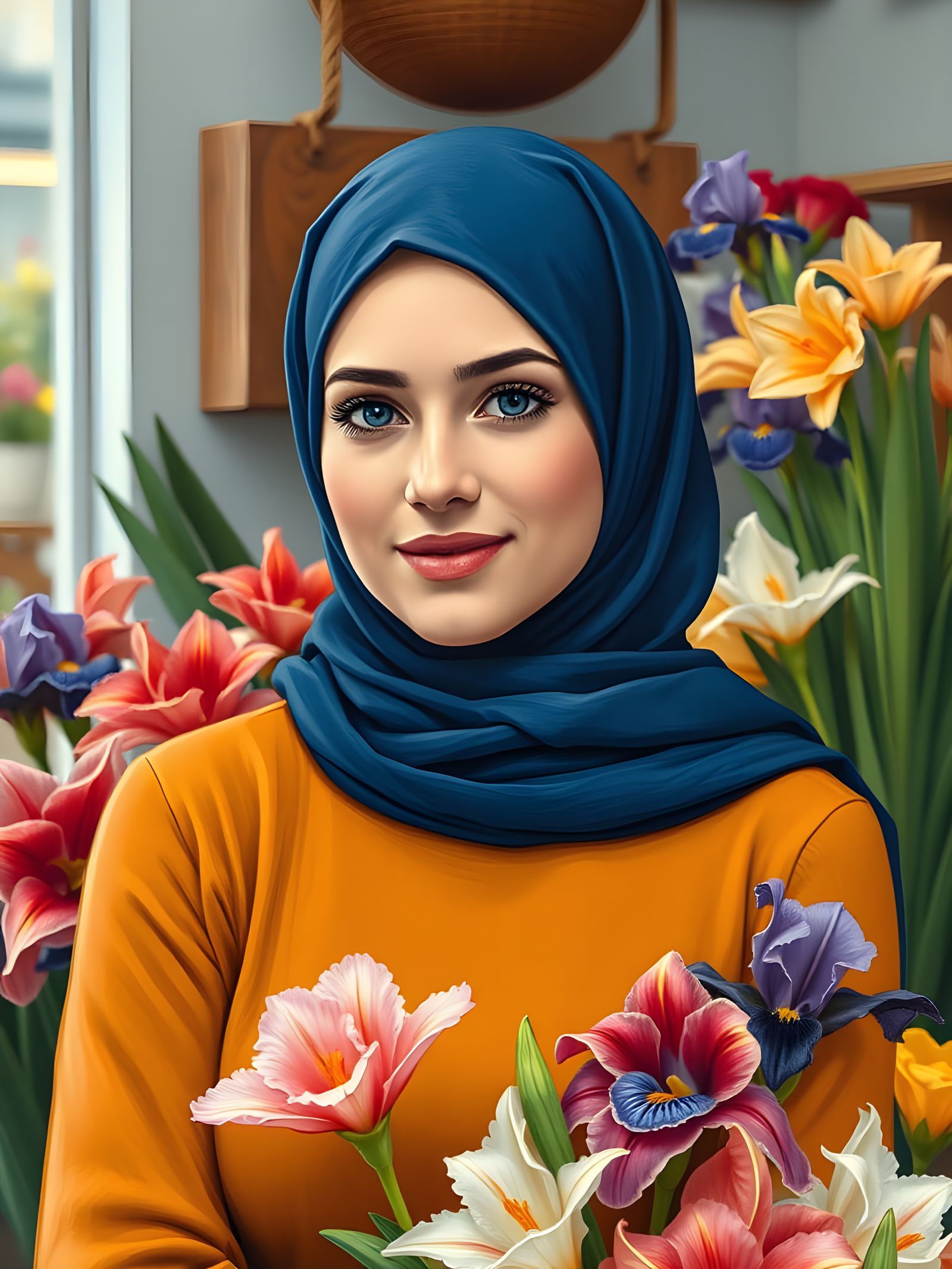 Beautiful Swedish Florist in Traditional Hijab