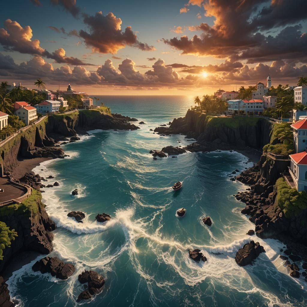 Puerto Rico Sunset Panorama: Motivational Artstation Image