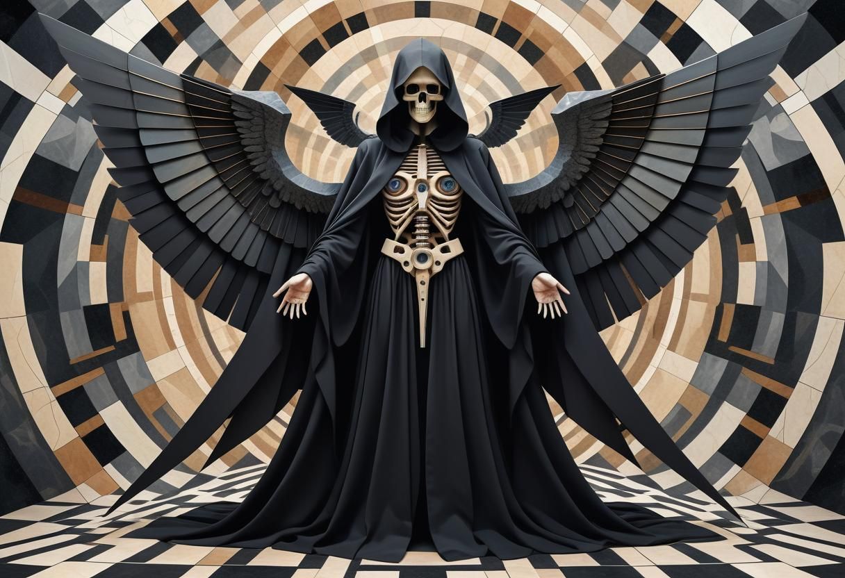 Angel of Death in Digital Cubism Collage