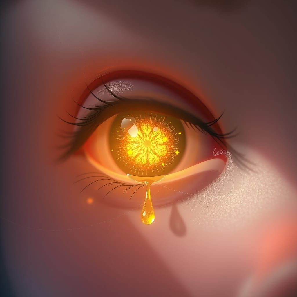 Golden Tear in Whimsical Style