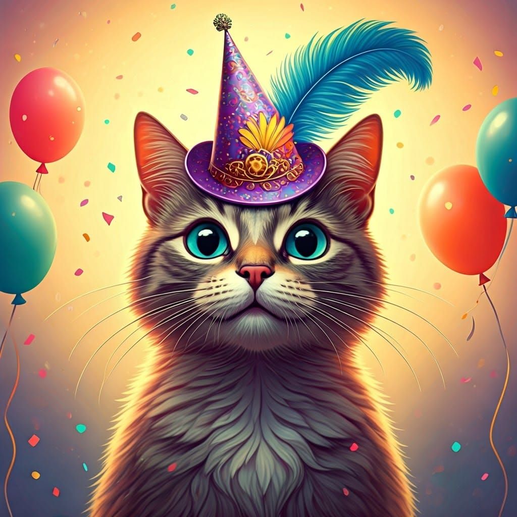 Festive Cat Celebrates Birthday in Victorian Style
