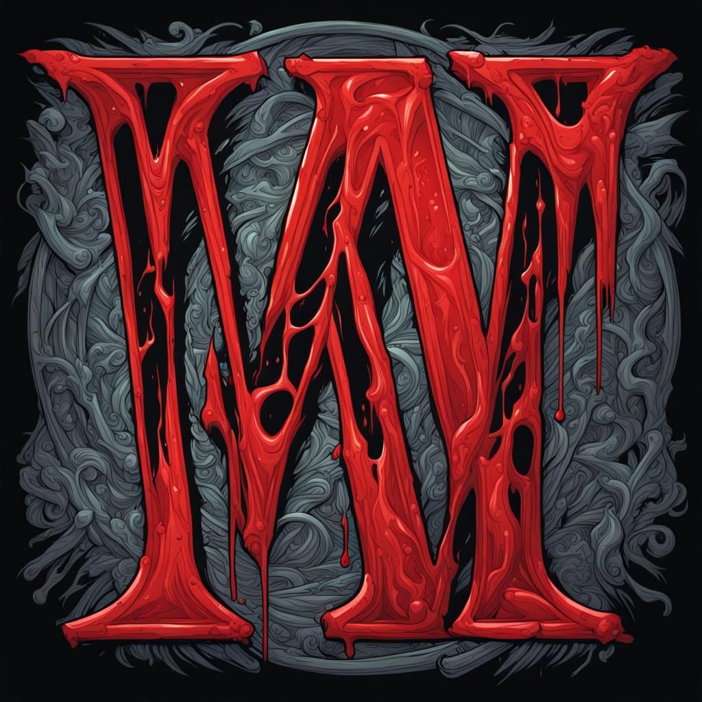 Bloody Letter M in Comic Book Style
