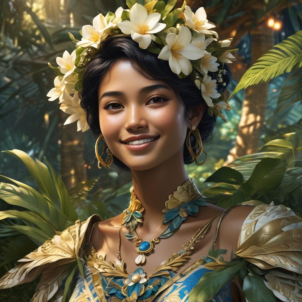Filipina with Sampaguita Flowers in Fantasy Art