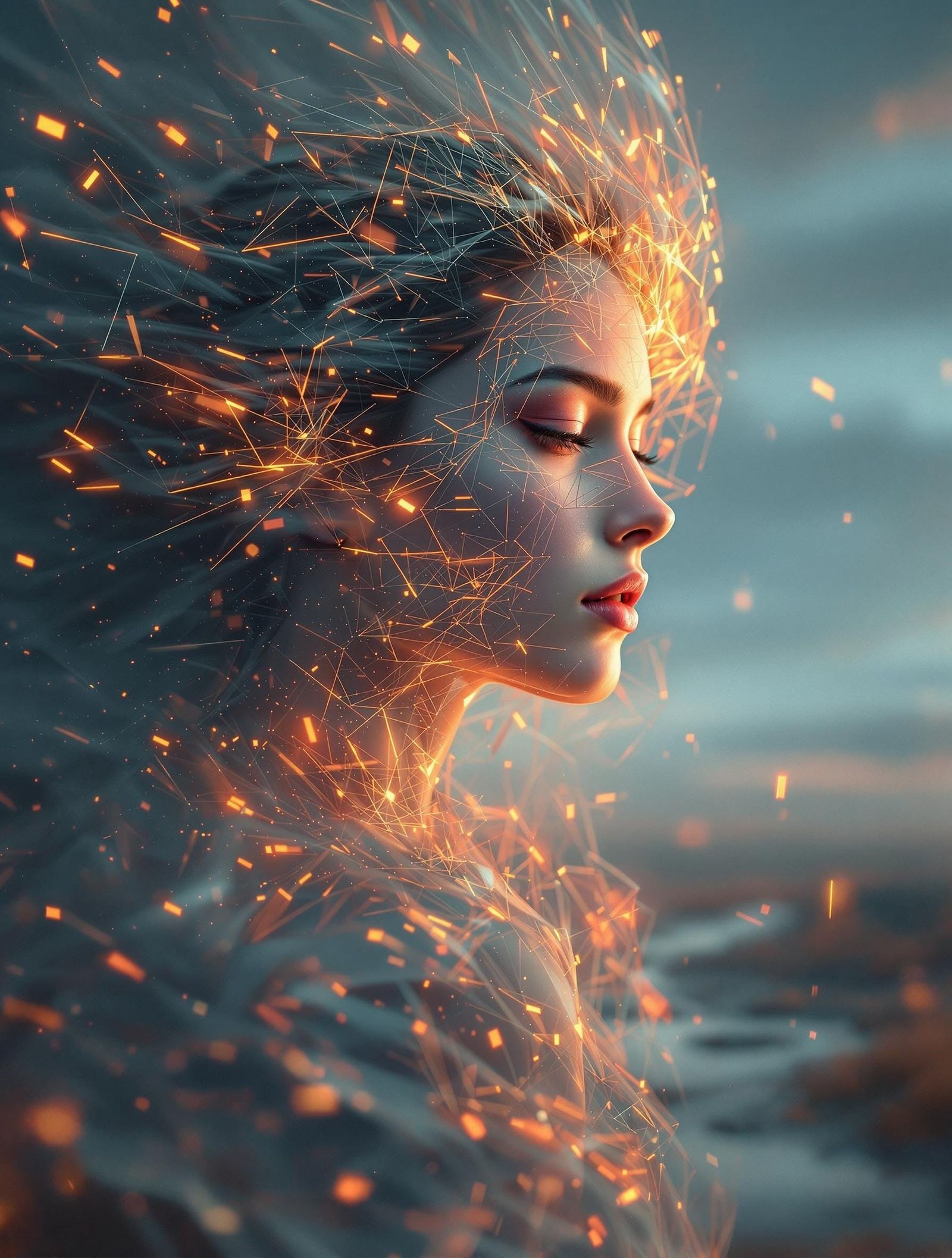 Invisible Woman Portrait with Luminous Motion Effects