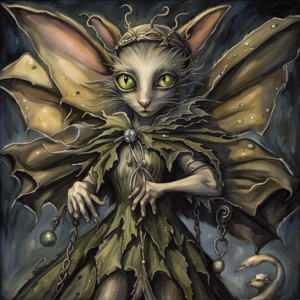 Dark Fey Creature in Gothic Whimsical Style
