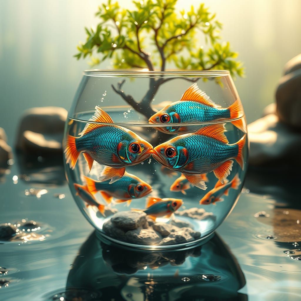 Underwater Ballet: Two Fish Kiss in Oasis