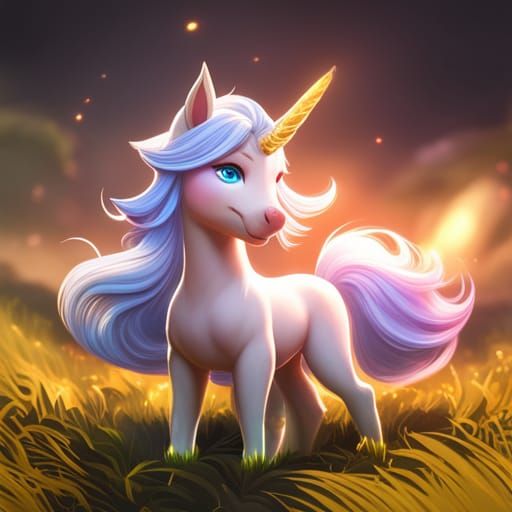 Adorable Fantasy Unicorn in Dreamlike Surrealism