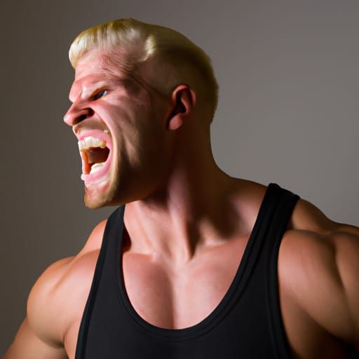 Angry Hypermasculine Giant Blond Bodybuilder