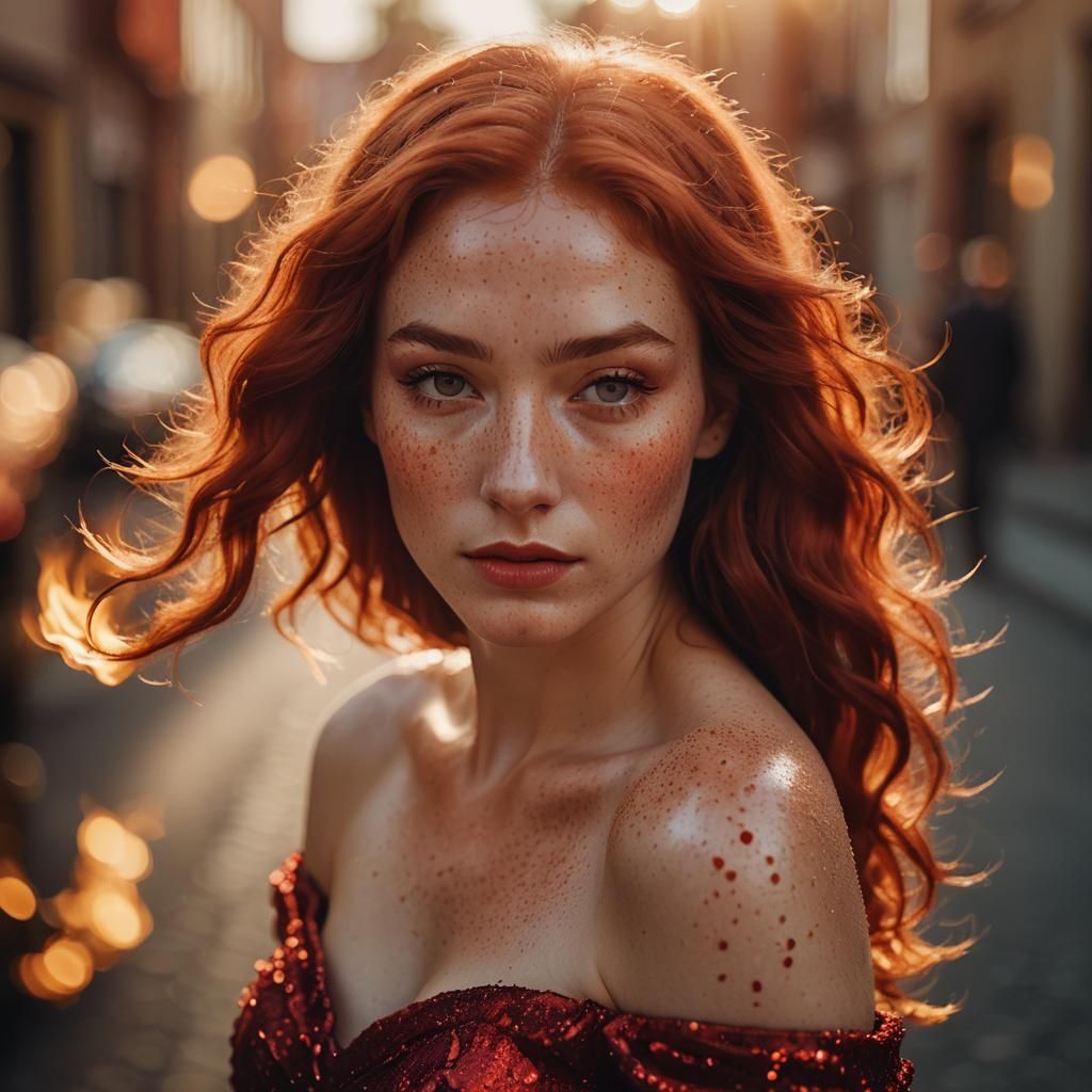 Fiery Mermaid: High-Fashion Portrait in Warm Light