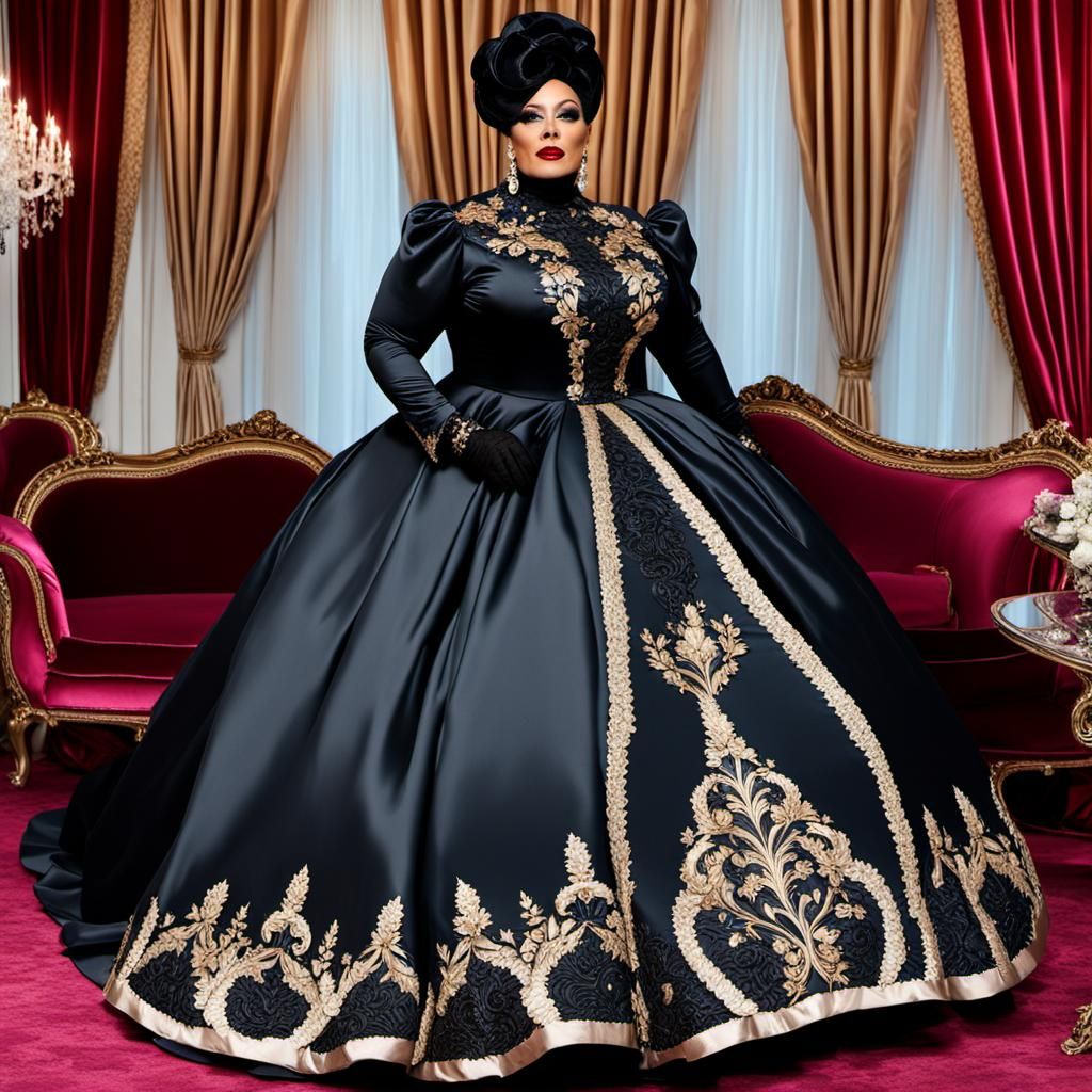 Extravagant Drag Queen in Satin Wonderland Couture