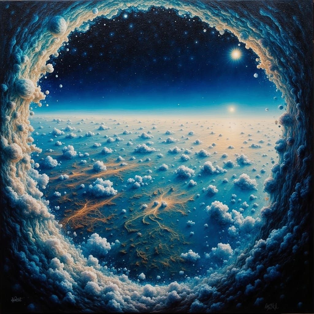 Earth from Space in Impasto Oil Painting Style