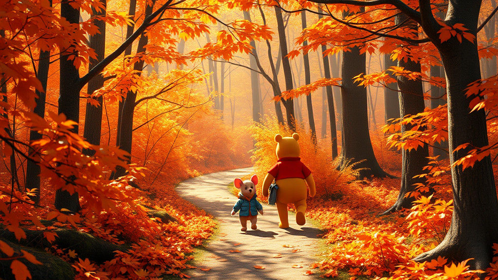 Pooh and Piglet's Autumn Walk: 3D Anime Art