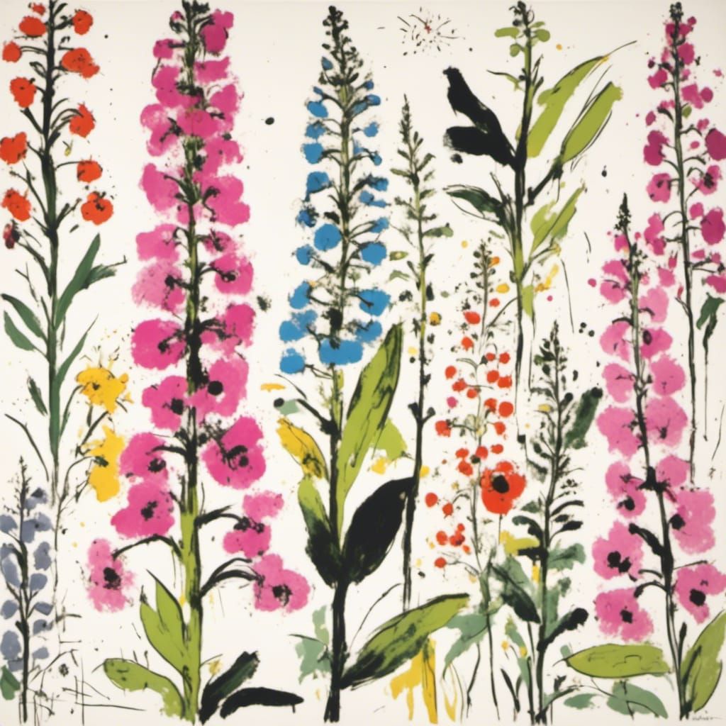 Foxglove Botanical Print in Ink Style