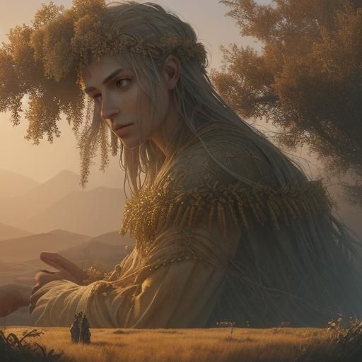 Demeter, Goddess of Harvest, in Hyperrealistic Concept Art