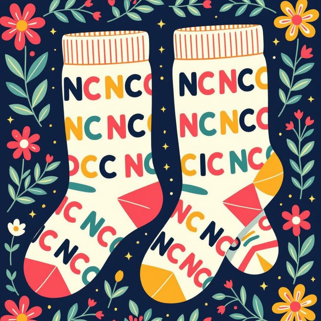 Bright Socks with Playful Letter Pattern