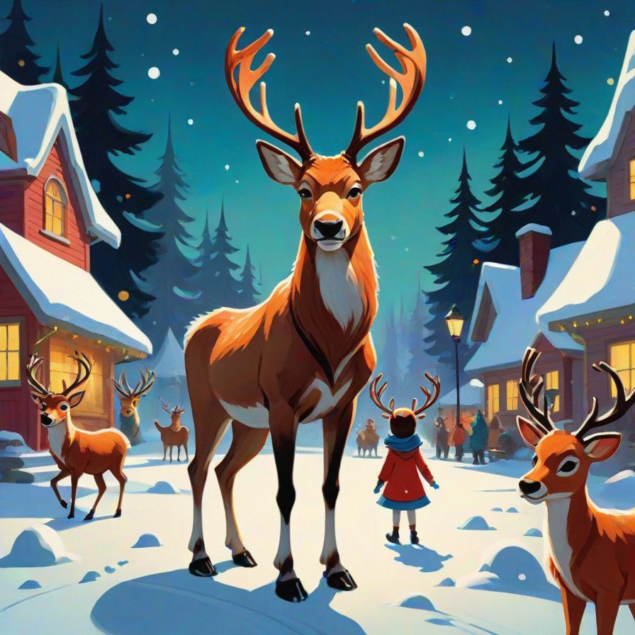 Majestic Rudolph Leads His Winter Wonderland Friends