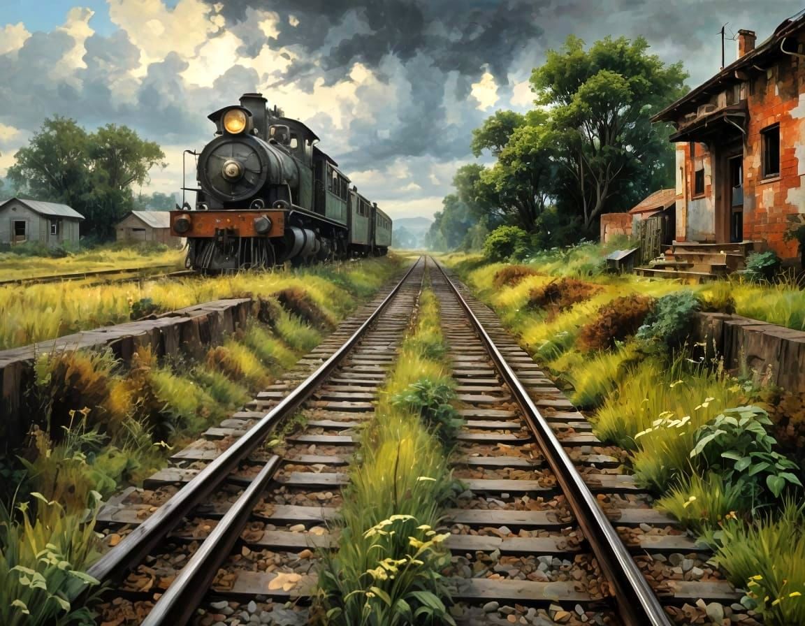 Abandoned Victorian Platform with Rusty Train