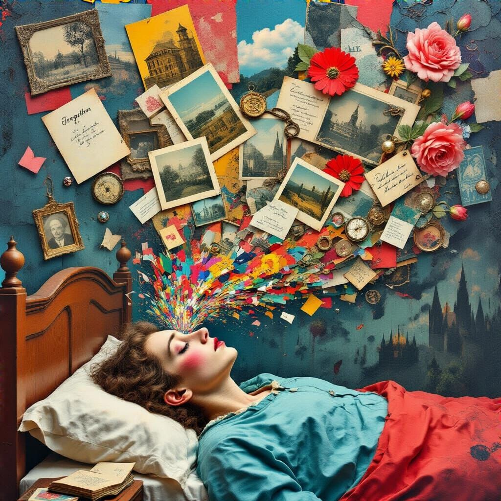 Surreal Dreamscape Collage in Vibrant Colors