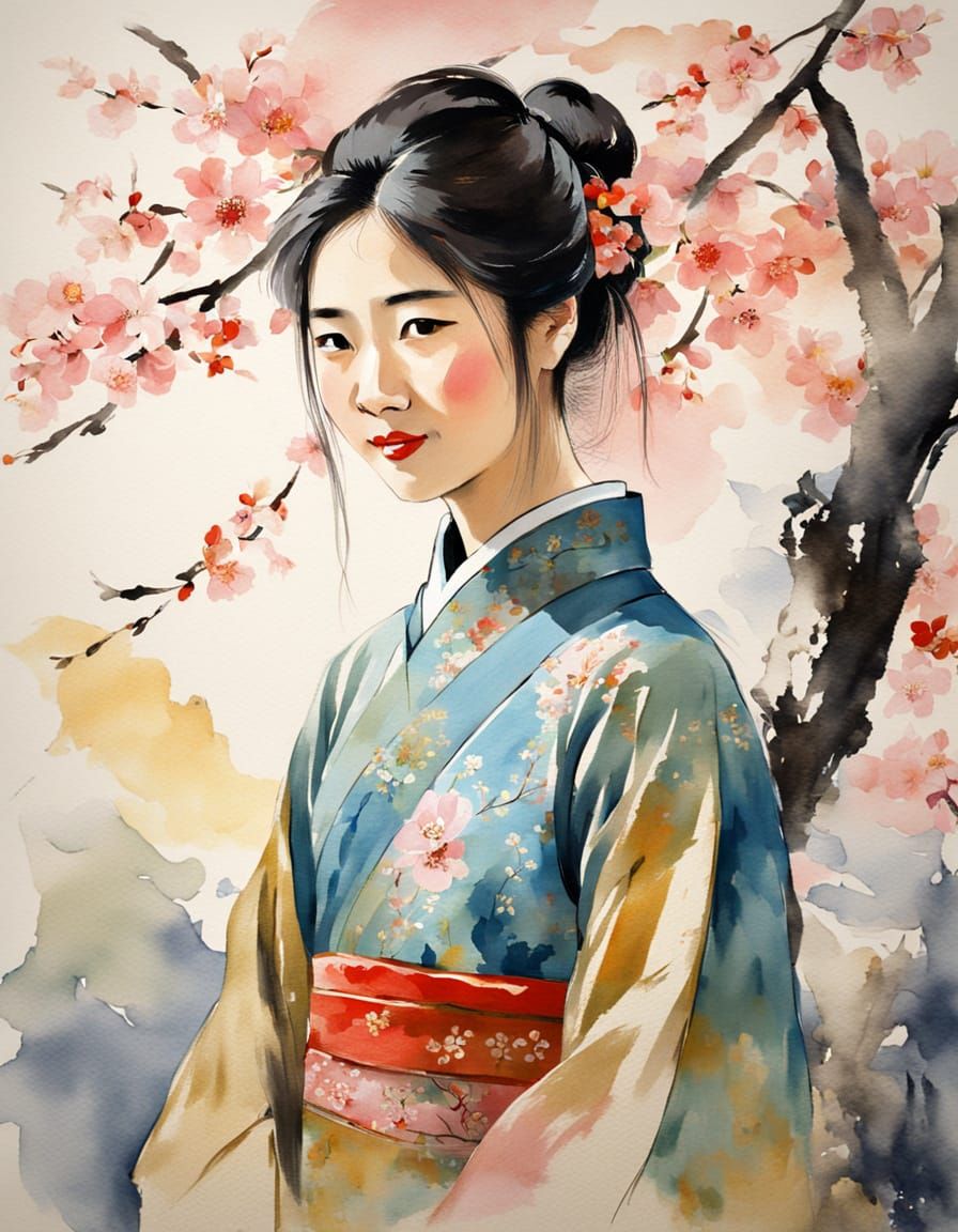 Elegant Chinese Beauty in Vibrant Cheongsam Dress