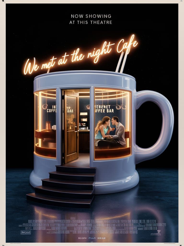 Coffee Shop Movie Poster in Minimalist Style