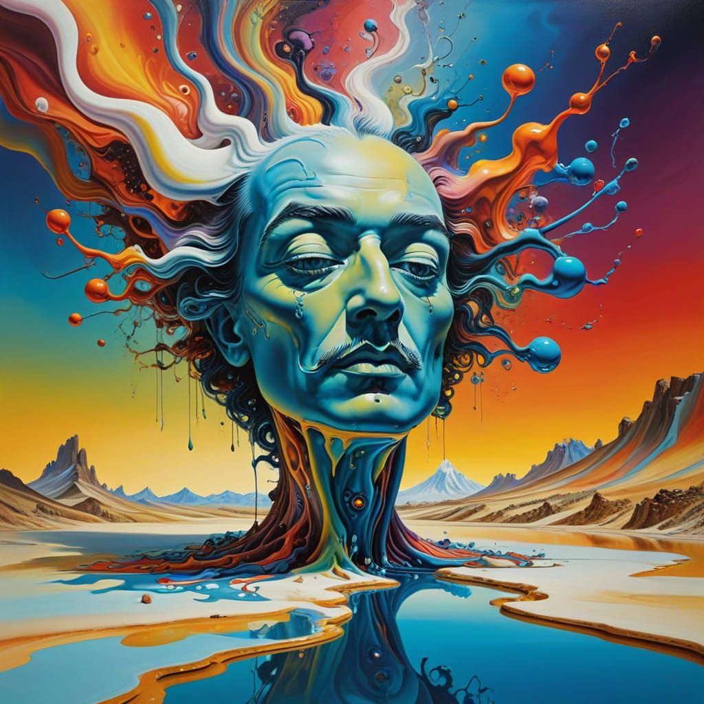Surreal Melting Portrait in Dali Style
