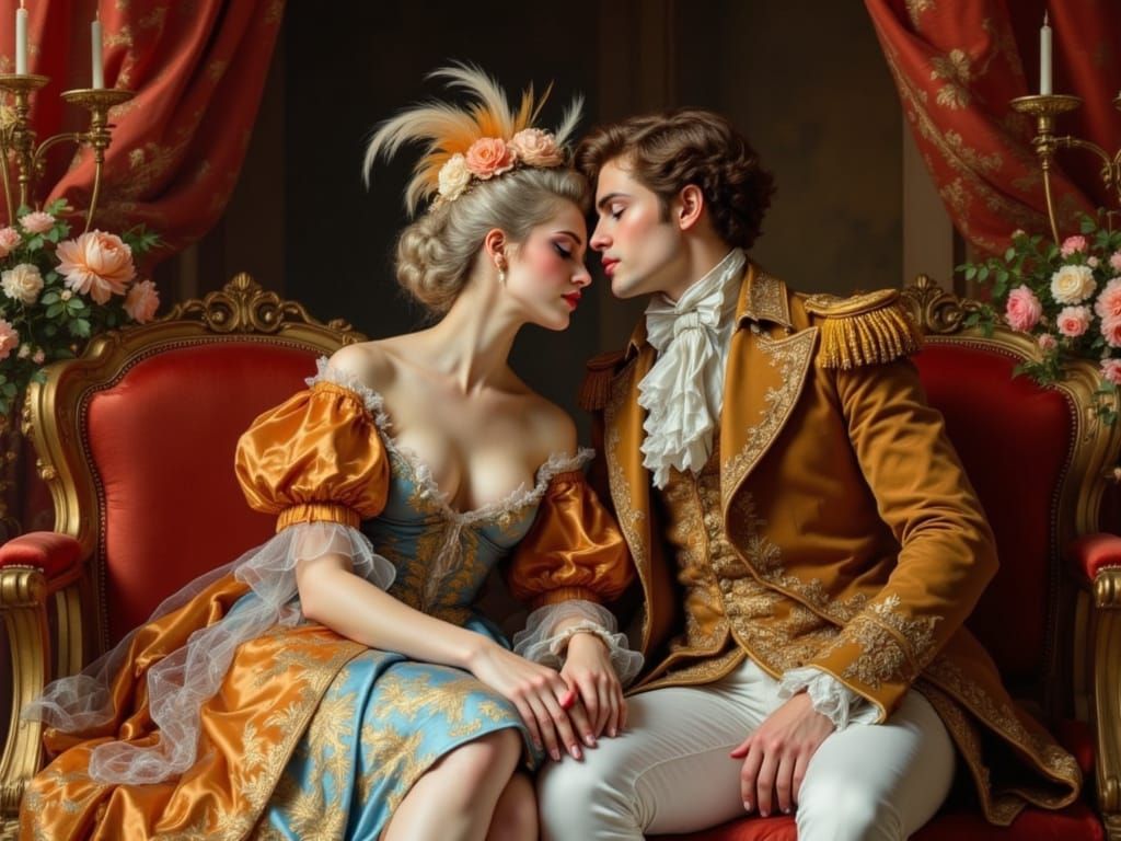 Romantic Rococo Portrait of Aristocratic Couple