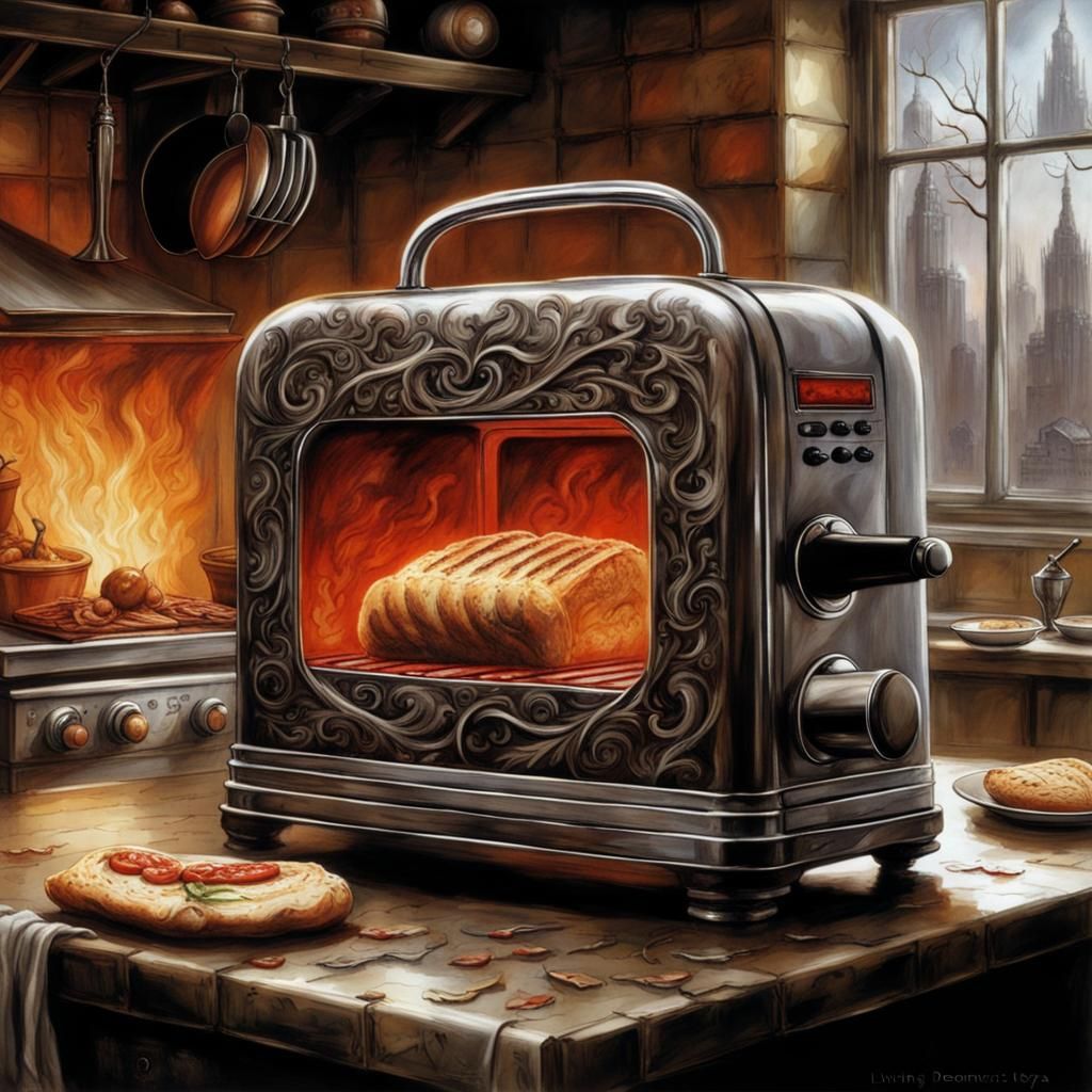 Demonic Toaster in Hell's Kitchen: Dark Fantasy Art