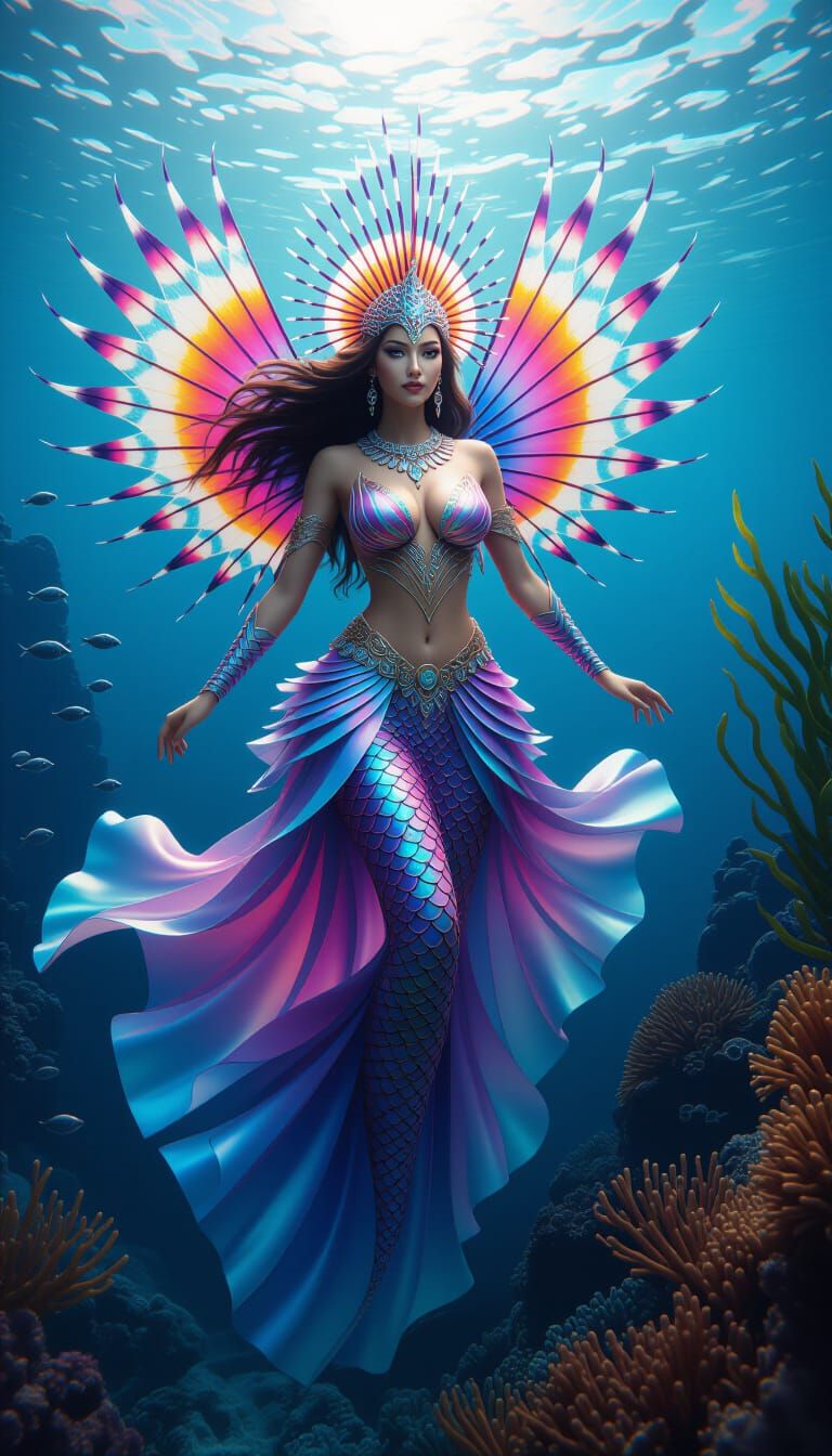 Lionfish Sea Goddess in 3D Cinematic Style