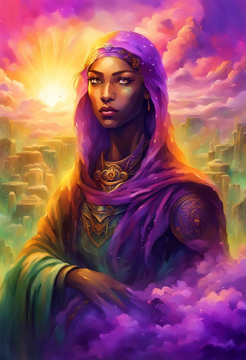 Ethereal Sorceress in Ancient Ruins