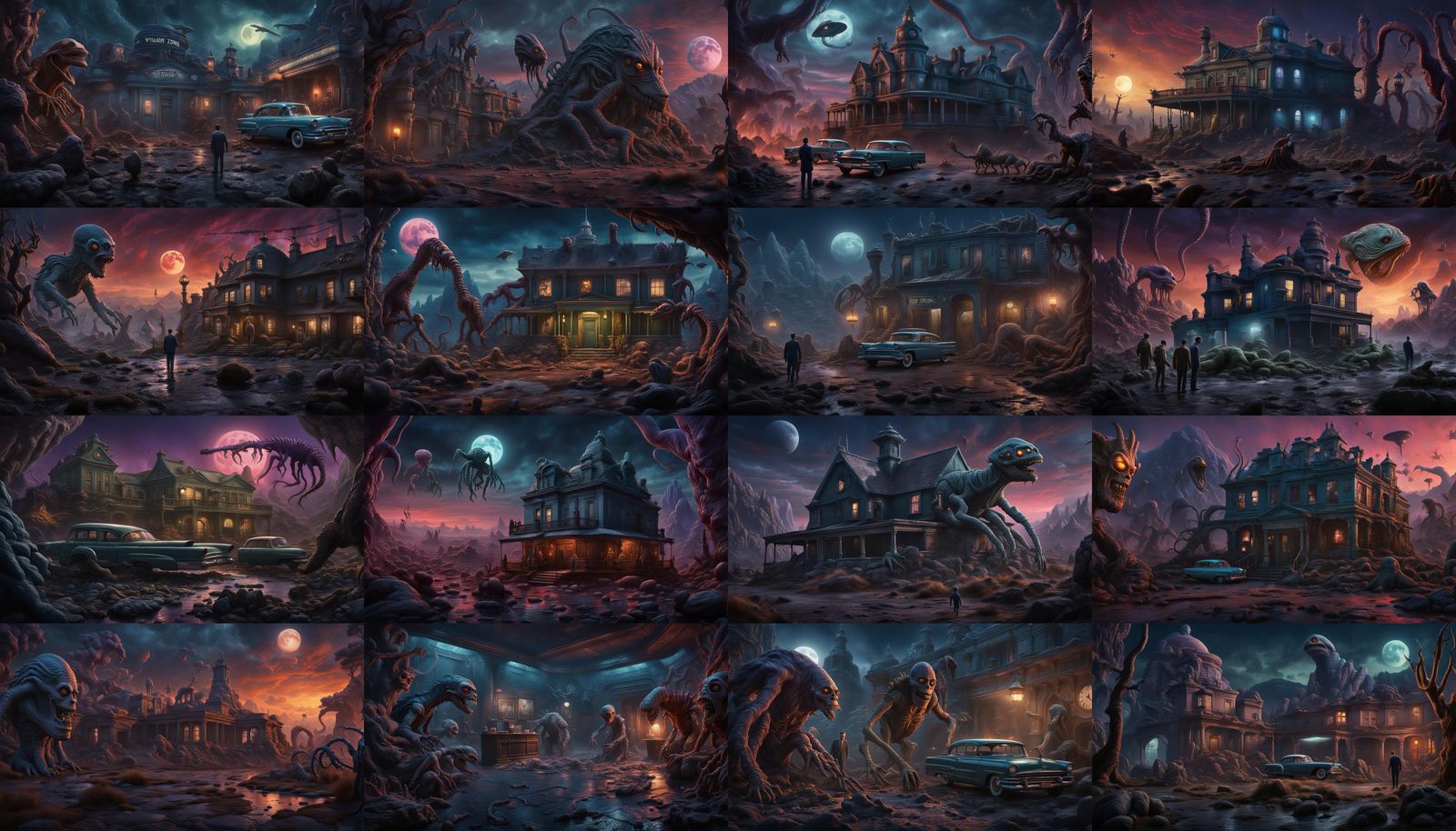 Twilight Zone Alien and Monsters in Detailed Matte Painting