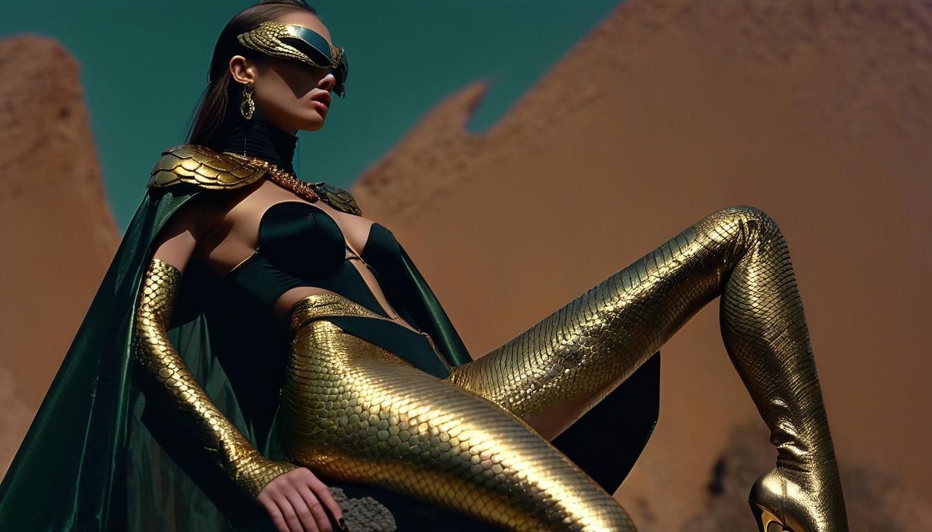 Cyber Fantasy Goddess Portrait in Film Noir Style