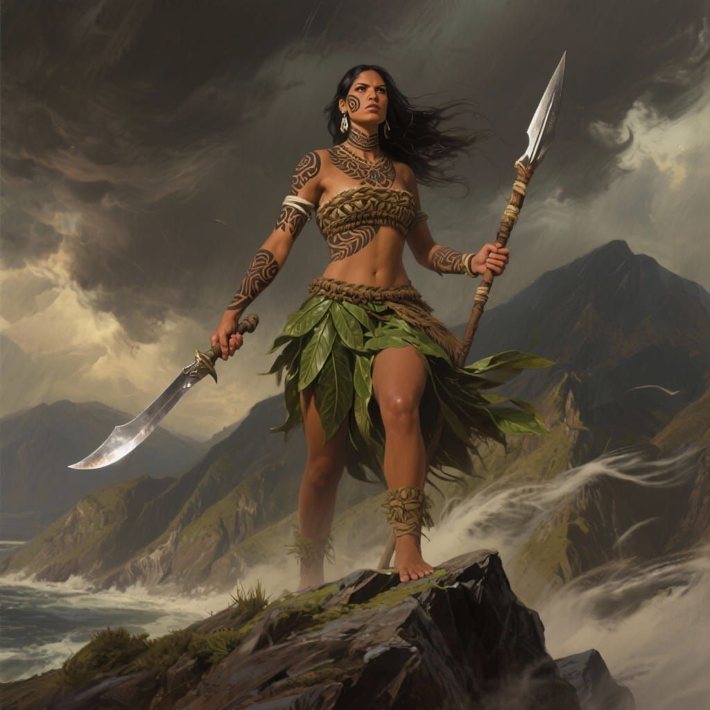 Island Warrior Princess on Mountain Peak