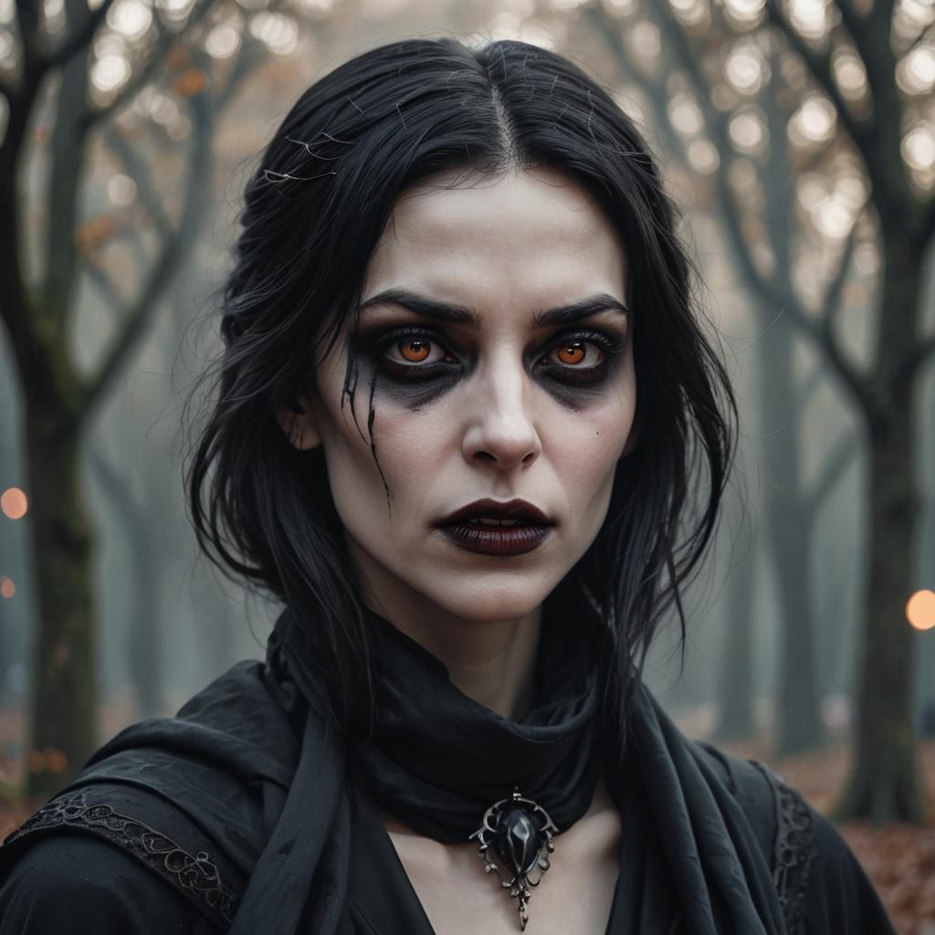 Pale Vampire Woman Portrait in Dark Fantasy Style