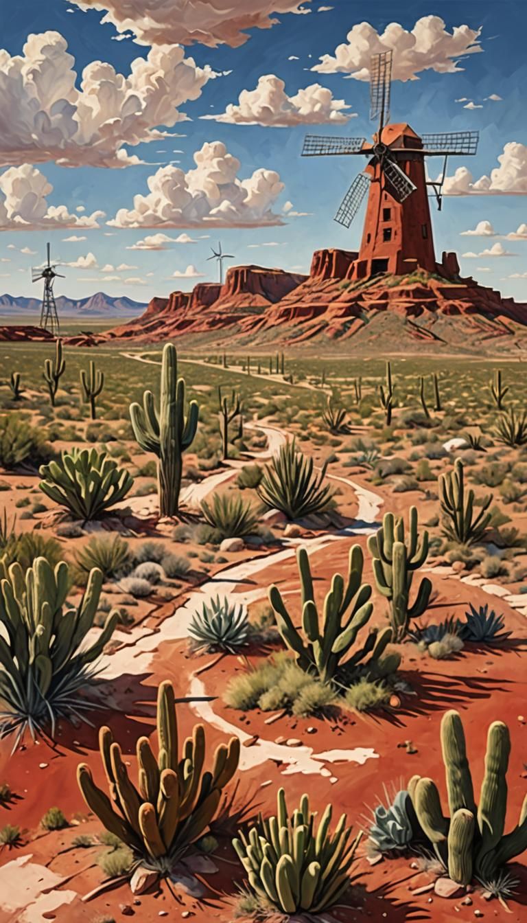 West Texas Landscape with Red Rocks in Hyperrealism