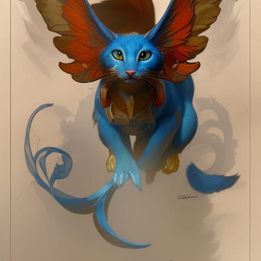 Blue Angel Cat Concept Art in 8K