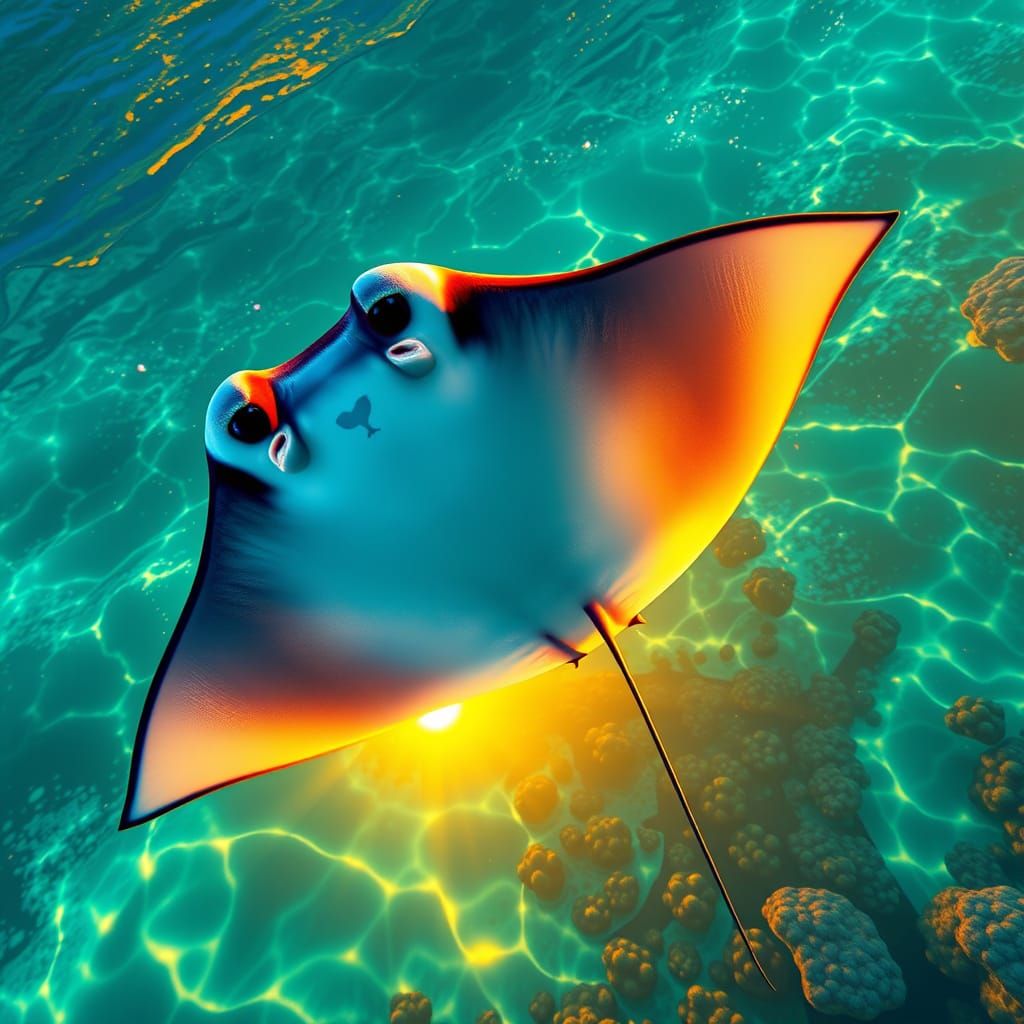 Majestic Manta Ray in Tropical Oceanic Paradise