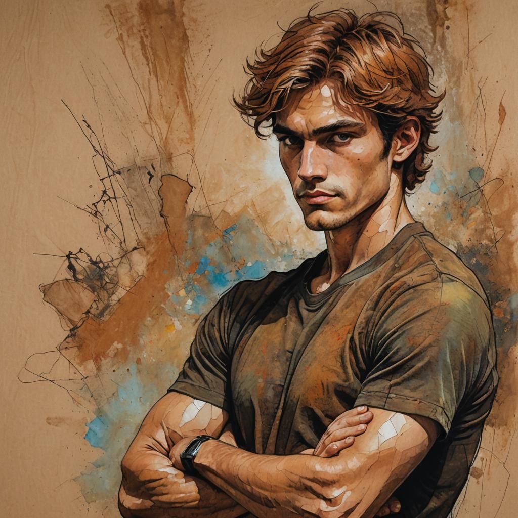 Expressive Drawing of a Handsome Man in Christensen Style