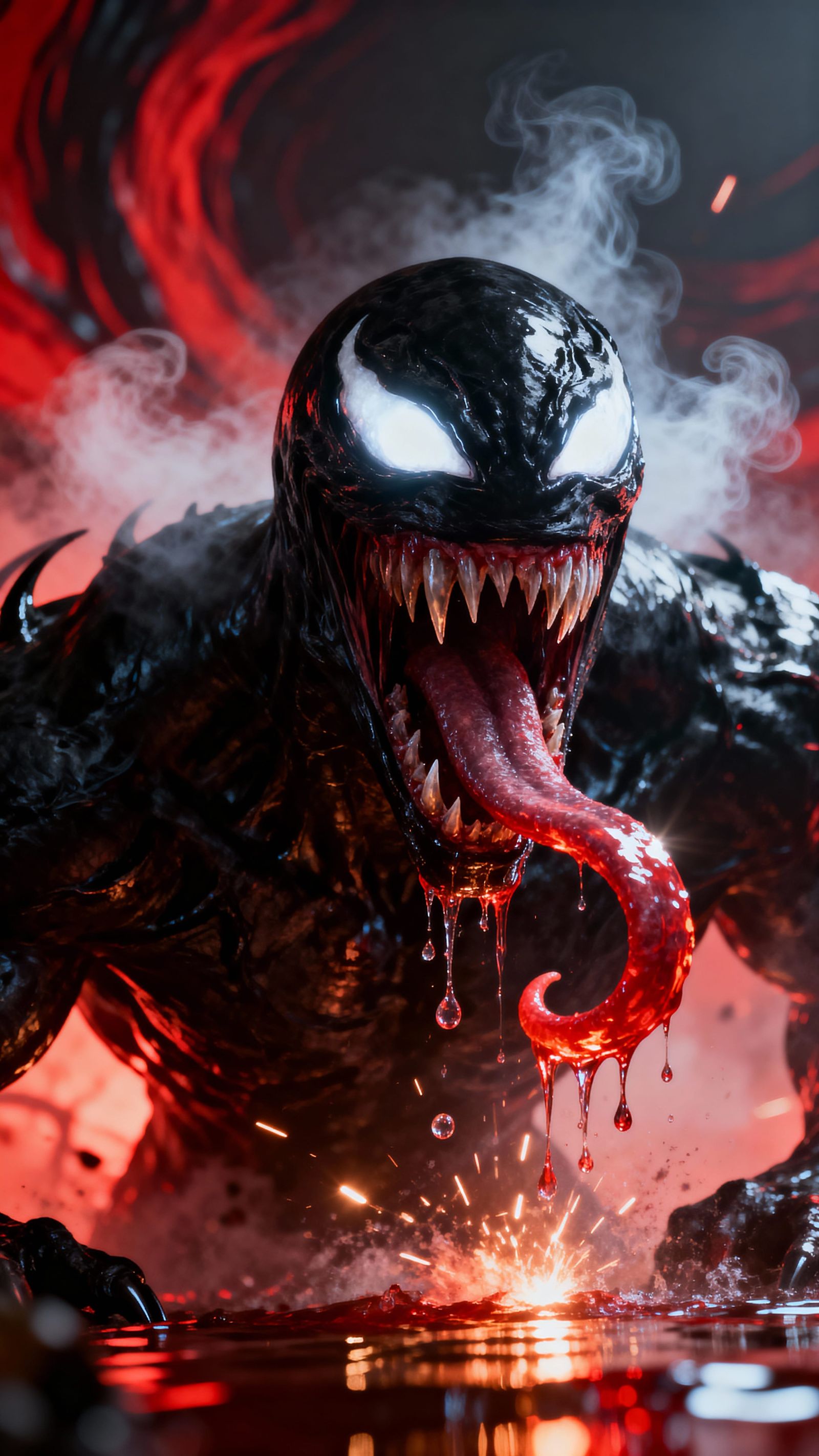 Monstrous Black Creature Emerges From Darkness Into Fiery At...