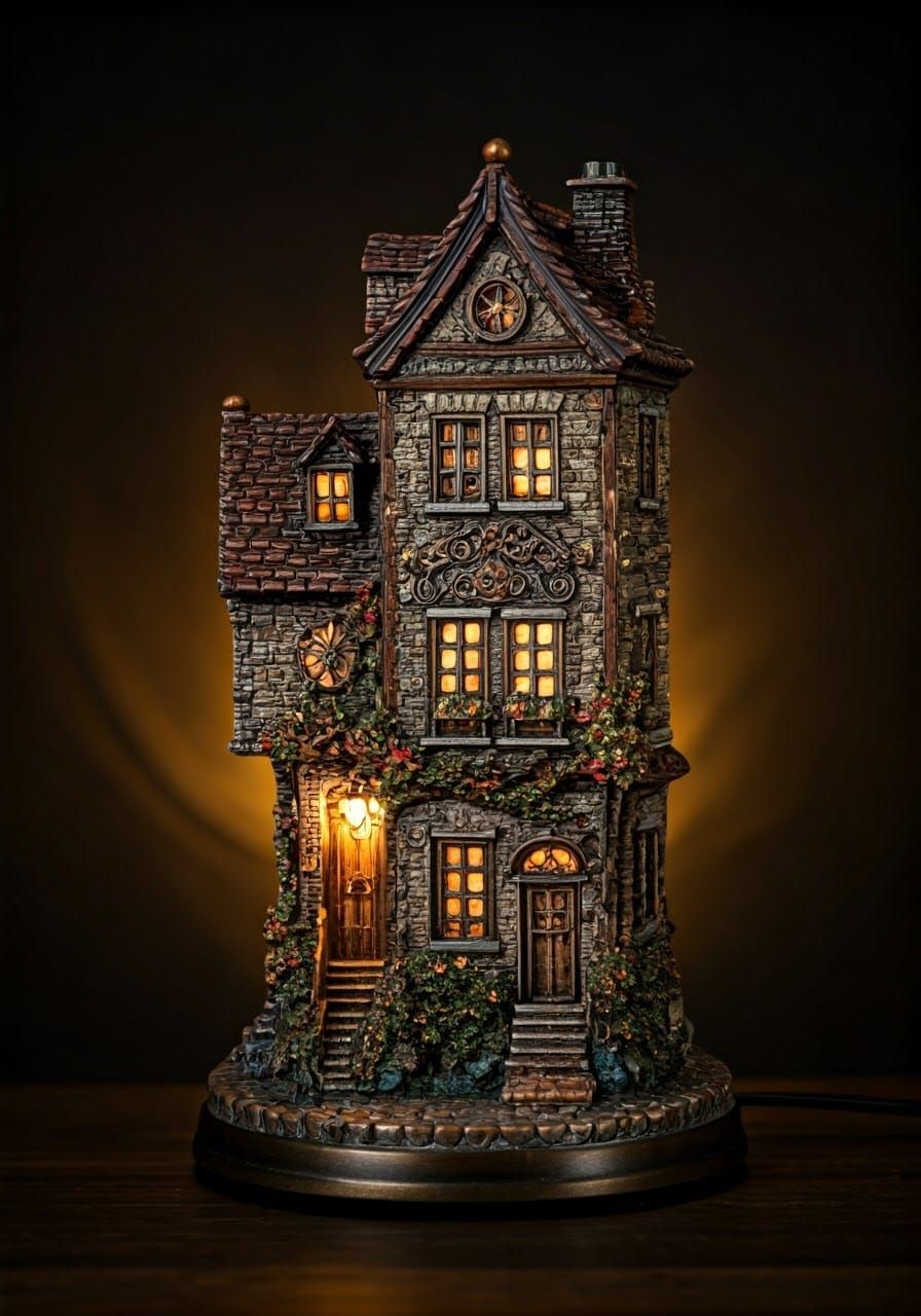 Steampunk Terrace House Lamp with Magical Light