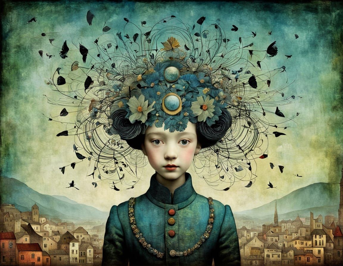 Abstract Landscape in Vibrant Colors and Geometric Shapes